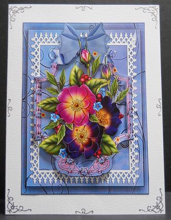 Beautiful Roses in a Lilac Frame  by Yvonne Middleton