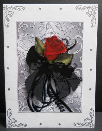 Red Rose & Silver Shimmering Frame by Yvonne Middleton