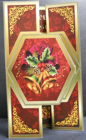 Christmas Hexagon Shutter Card-red & Gold by Yvonne Middleton