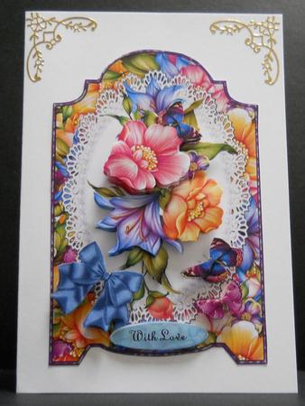 Screen Shaped Card Floral and Butterflies by Yvonne Middleton