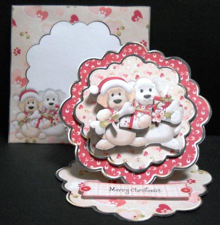 Christmas Doggies 2 in 1 Scalloped Easel Card Kit by Yvonne Middleton