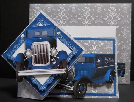 Large Twist Turn Card - Blue Truck by Yvonne Middleton