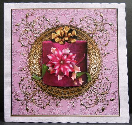 Christmas Poinsettia Square Card Front with Step by Step by Yvonne Middleton