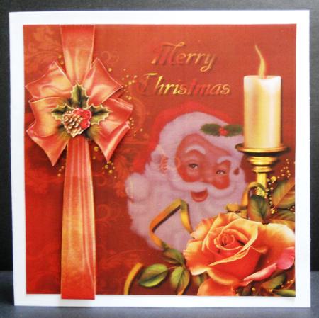 Santa, Candle, Rose and Holly 8x8 Topper by Yvonne Middleton