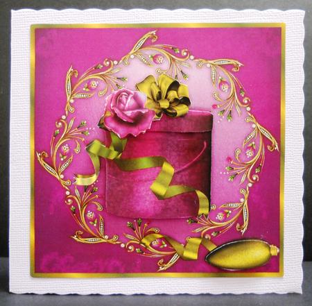 Pink Christmas Rose Square Card Front & Step by Step by Yvonne Middleton
