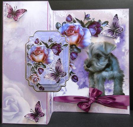Gorgeous Schnauzer and Roses No Holes Cut and Fold by Yvonne Middleton