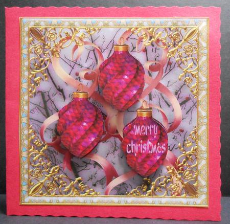 Red Baubles Merry Christmas by Yvonne Middleton
