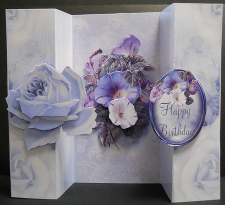 Beautiful Vintage Petunias and Roses Double No Holes Fold by Yvonne Middleton