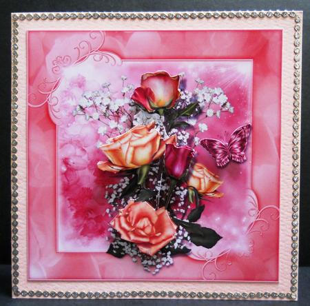 Peach Roses and Baby Breath 8x8 Topper by Yvonne Middleton