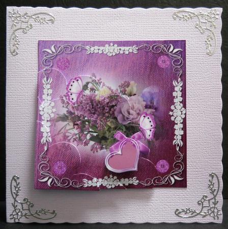 Lilacs & Denim Card Front by Yvonne Middleton