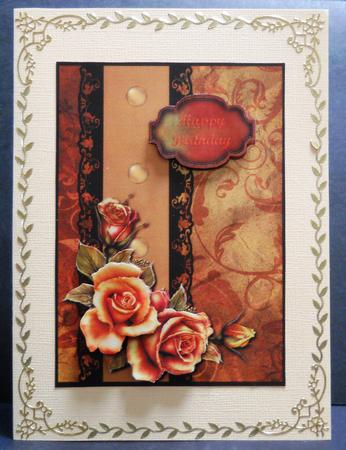 Copper Roses Card Front by Yvonne Middleton