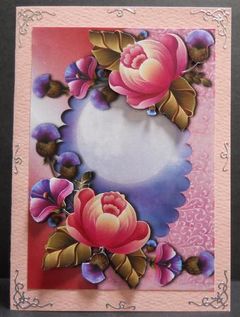 Pink Flowers & Moon + Decoupage by Yvonne Middleton