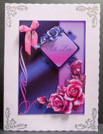 Pinks and Purples Roses Card Topper by Yvonne Middleton