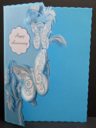 Butterfly Aqua Cut Away Card Multiple Greeting by Yvonne Middleton