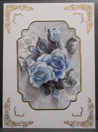 Pastel Blue Roses Shaped Topper by Yvonne Middleton