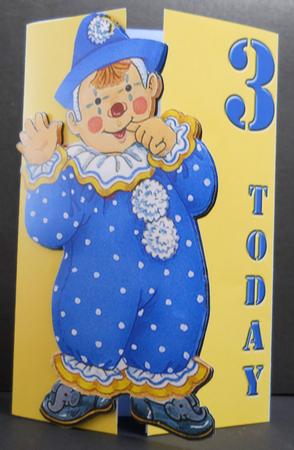 Jolly the Clown Gatefold 3rd Birthday - Blue on Yellow by Yvonne Middleton