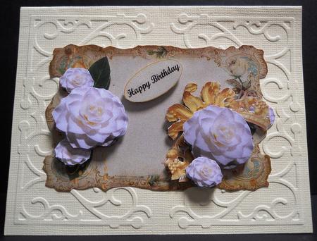 White Camelias on Vintage Notepaper 3D by Yvonne Middleton
