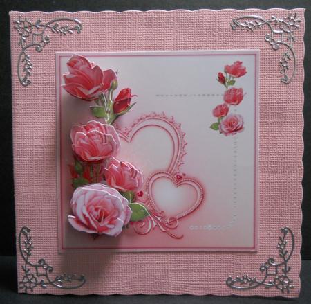 Hearts Pearls and Roses Card Front by Yvonne Middleton