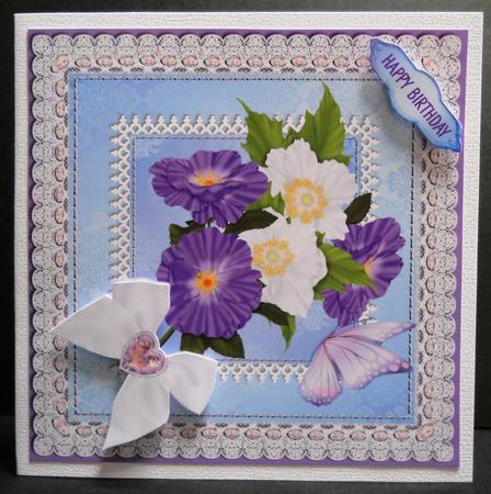 Lilac & White Flowers with Lace Borders by Yvonne Middleton