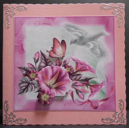 Beautiful Pink Morning Glory 8x8 Card Topper by Yvonne Middleton
