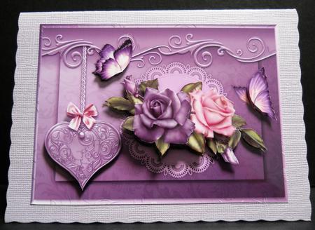 Love Hearts & Roses Card Front with Step by Step by Yvonne Middleton