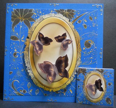Golden Frame Blue Floral Backing Sheet by Yvonne Middleton
