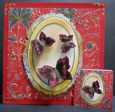 Golden Frame Deep Pink Floral Backing Sheet by Yvonne Middleton