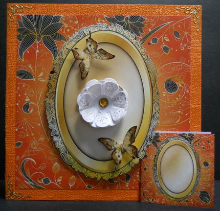 Golden Frame Tangerine Floral Backing Sheet by Yvonne Middleton