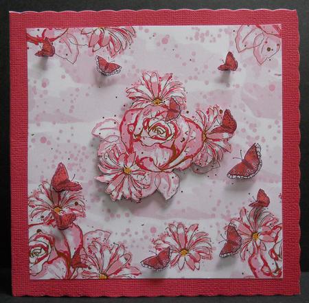 Pink Rose and Butterfly Backing Sheet by Yvonne Middleton