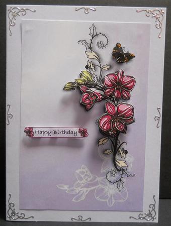 Pink Floral with Butterfly by Yvonne Middleton
