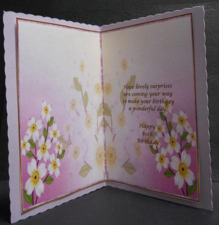 A Pretty Floral 80th Birthday Insert by Yvonne Middleton