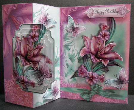 Gorgeous Pink and Green Lily Flutters No Holes Fold Kit by Yvonne Middleton