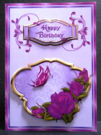 Pink and Purple Rose Card by Yvonne Middleton