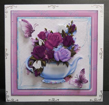 Floral Teapot and Butterflies by Yvonne Middleton