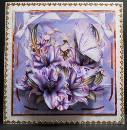 Array of Purple Lilies Card Front with Decoupage by Yvonne Middleton