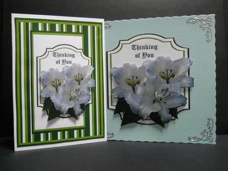 White Lilies Thinking of You Card Front and Topper by Yvonne Middleton
