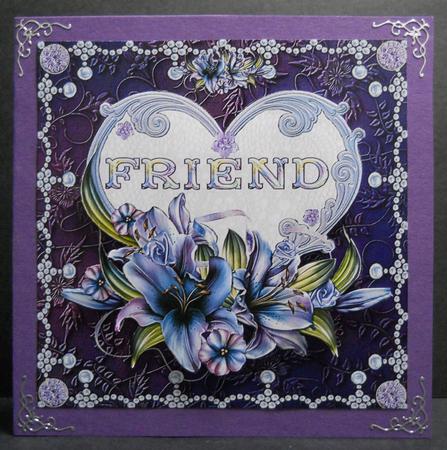 8 x 8 Inch Lily Friend Heart Birthday Card Topper by Yvonne Middleton