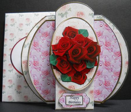 Red Roses 4 Fold Card & Envelope by Yvonne Middleton