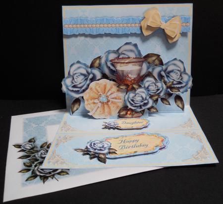Easel Pop-up 3D Card Kit - Celebrate with Blue Roses by Yvonne Middleton