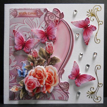 Glowing Roses and Butterflies by Yvonne Middleton