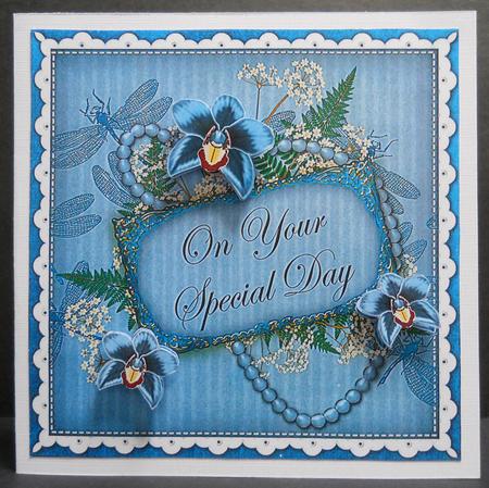Teal Orchids Special Day 8in Vintage Topper by Yvonne Middleton