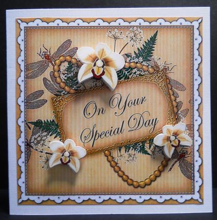 Cream Orchids Special Day 8in Vintage Topper by Yvonne Middleton