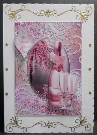 Congratulations Cherry Blossom and Pink Champagne Topper by Yvonne Middleton