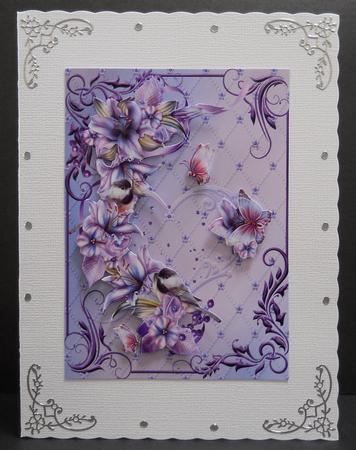 Chickadees and Lilies A4 Topper 2 by Yvonne Middleton