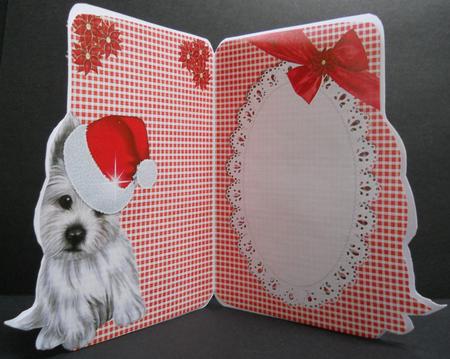 Insert to Shaped Westie Christmas Card by Yvonne Middleton