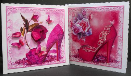 2 x Pretty in Pink Shoes Card Toppers by Yvonne Middleton