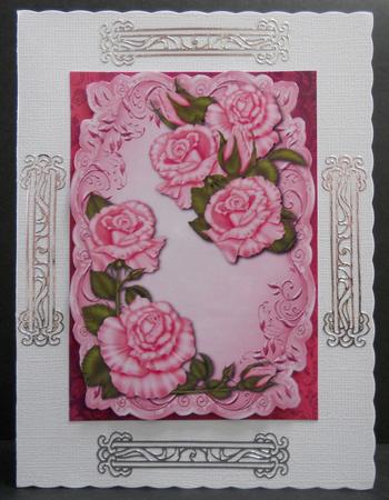 Pretty Pink Roses Topper & Plaque by Yvonne Middleton