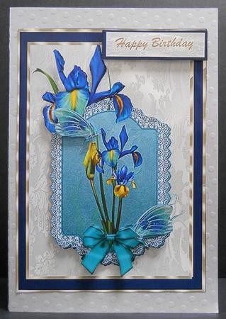 Beautiful Irises and Dragonflys by Yvonne Middleton