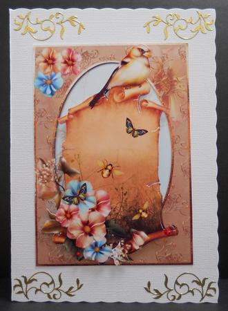 Yellow Summer Bird Scroll Topper by Yvonne Middleton