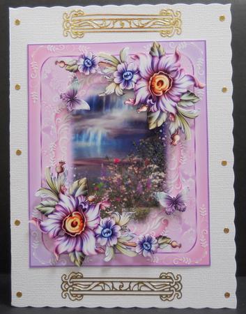 Fantasy Floral Waterfall Card Topper by Yvonne Middleton
